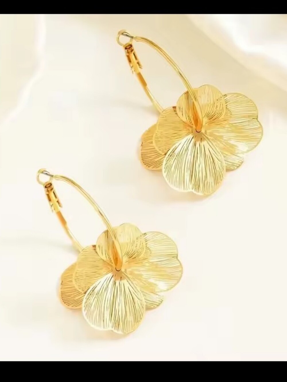 Vintage Earrings Gold Butterfly Flower Women's Dangle Jewelry G25 - Picture 2 of 4